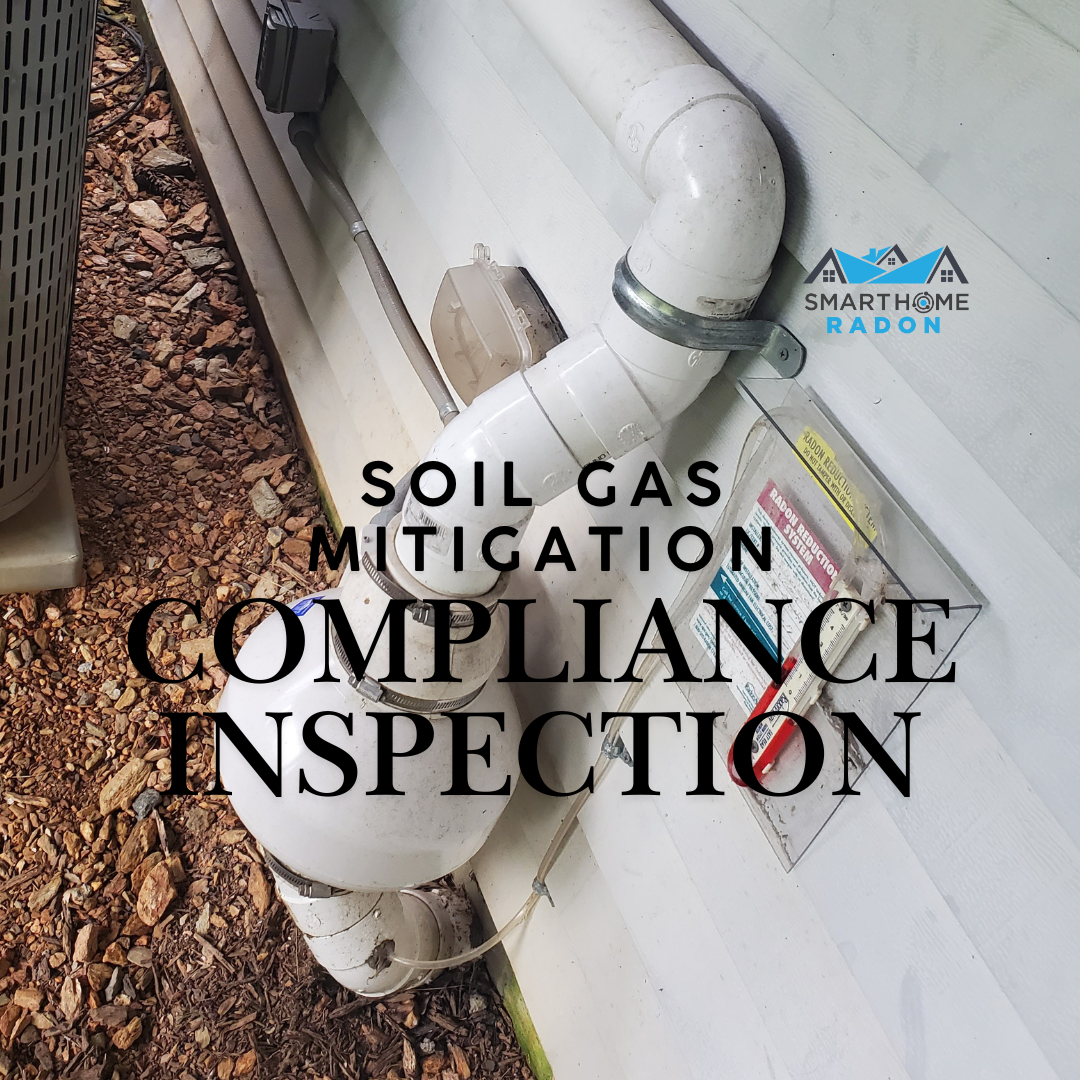Soil gas mitigation system components showing compliance inspection elements